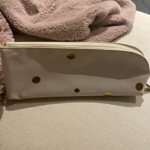 Kate Spade Cream and Gold Polka Dot Pencil Case